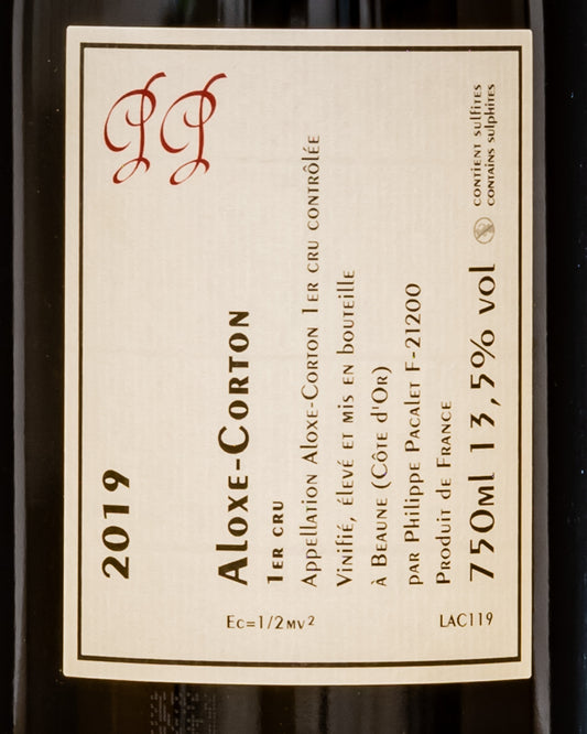 Philippe Pacalet Aloxe Corton 1er Cru Premier Pinot Noir Nero Borgogna Vino Rosso Francia Retro Etichetta