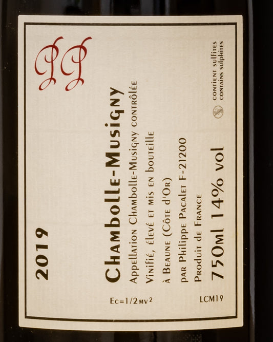 Philippe Pacalet Chambolle Musigny 2019 Pinot Nero Noir Borgogna Vino Rosso Francia Retro Etichetta
