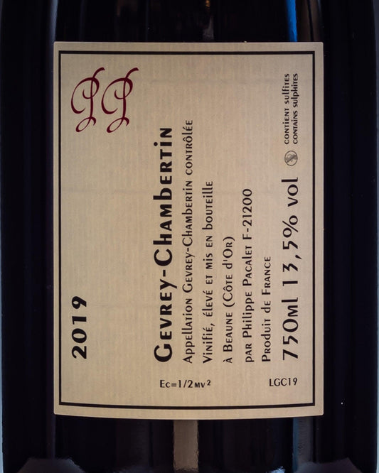 Philippe Pacalet Gevrey Chambertin 2019 Borgogna Francia Pinot Nero Vino Rosso Retro Etichetta