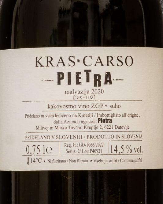 Pietra Marko Tavcar Malvazija Malvasia Carso Kras Slovenia Vino Bianco 35 110 2020 Retro Etichetta