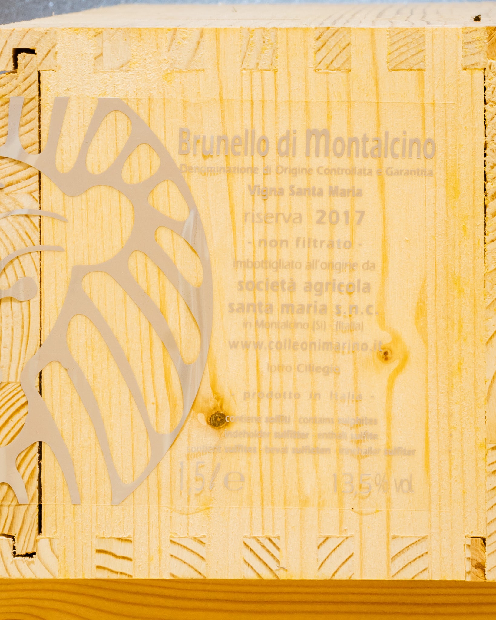 Podere Santa Maria Marino Colleoni Brunello Montalcino Riserva 2017 Vigna Sangiovese Toscana Vino Rosso Italia Magnum Grandi Formati Retro Etichetta