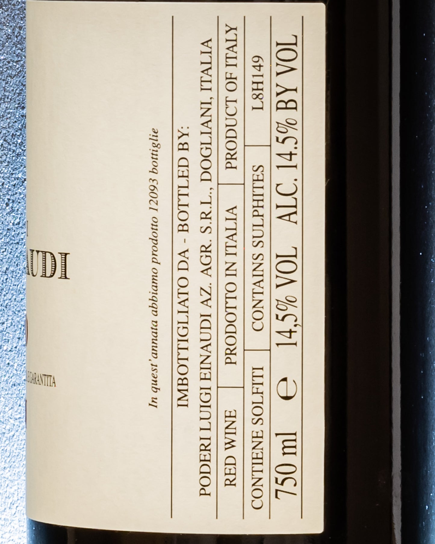 Poderi Luigi Einaudi Barolo 2015 Cannubi Nebbiolo Langhe Piemonte Vino Rosso Italia Retro Etichetta