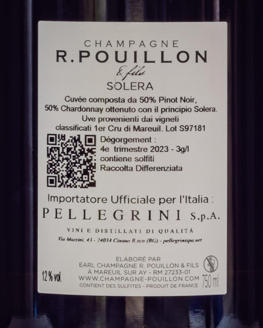 Pouillon Champagne Extra Brut 1er Cru Solera 97 18 Vallee Marne Francia Chardonnay Pinot Nero Retro Etichetta