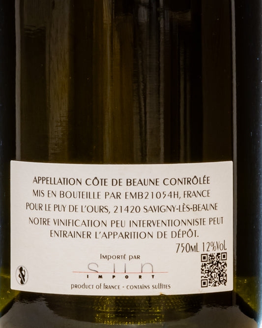 Puy Ours Cote Beaune Mosnieres 2022 Chardonnay Borgogna Francia Vino Bianco Retro Etichetta