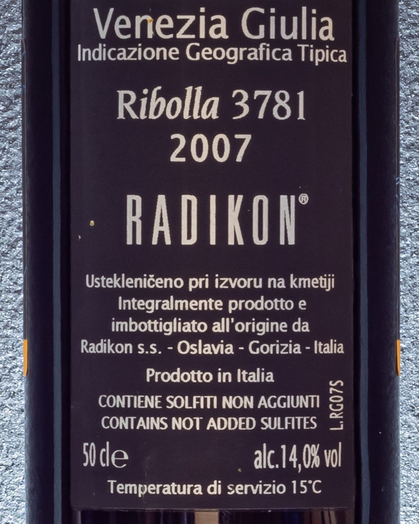 Radikon Ribolla 2007 3781 Oslavia Friuli Venezia Giulia Vino Orange Retro Etichetta Italia