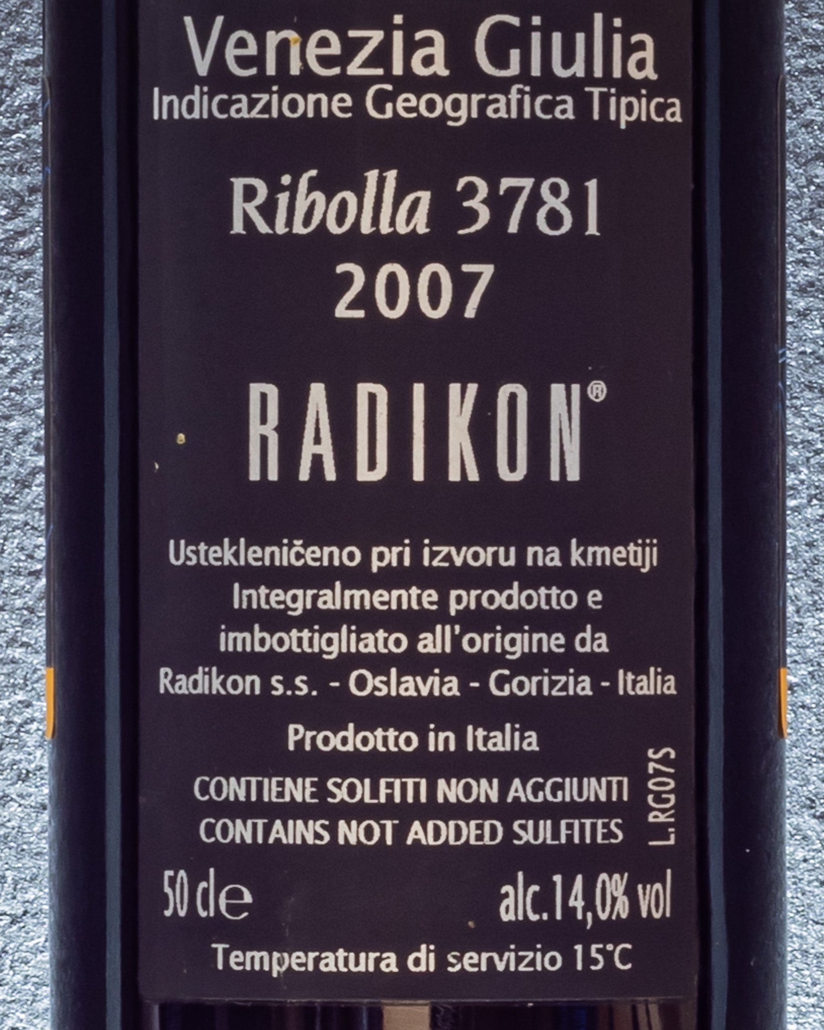 Radikon Ribolla 2007 3781 Oslavia Friuli Venezia Giulia Vino Orange Retro Etichetta Italia