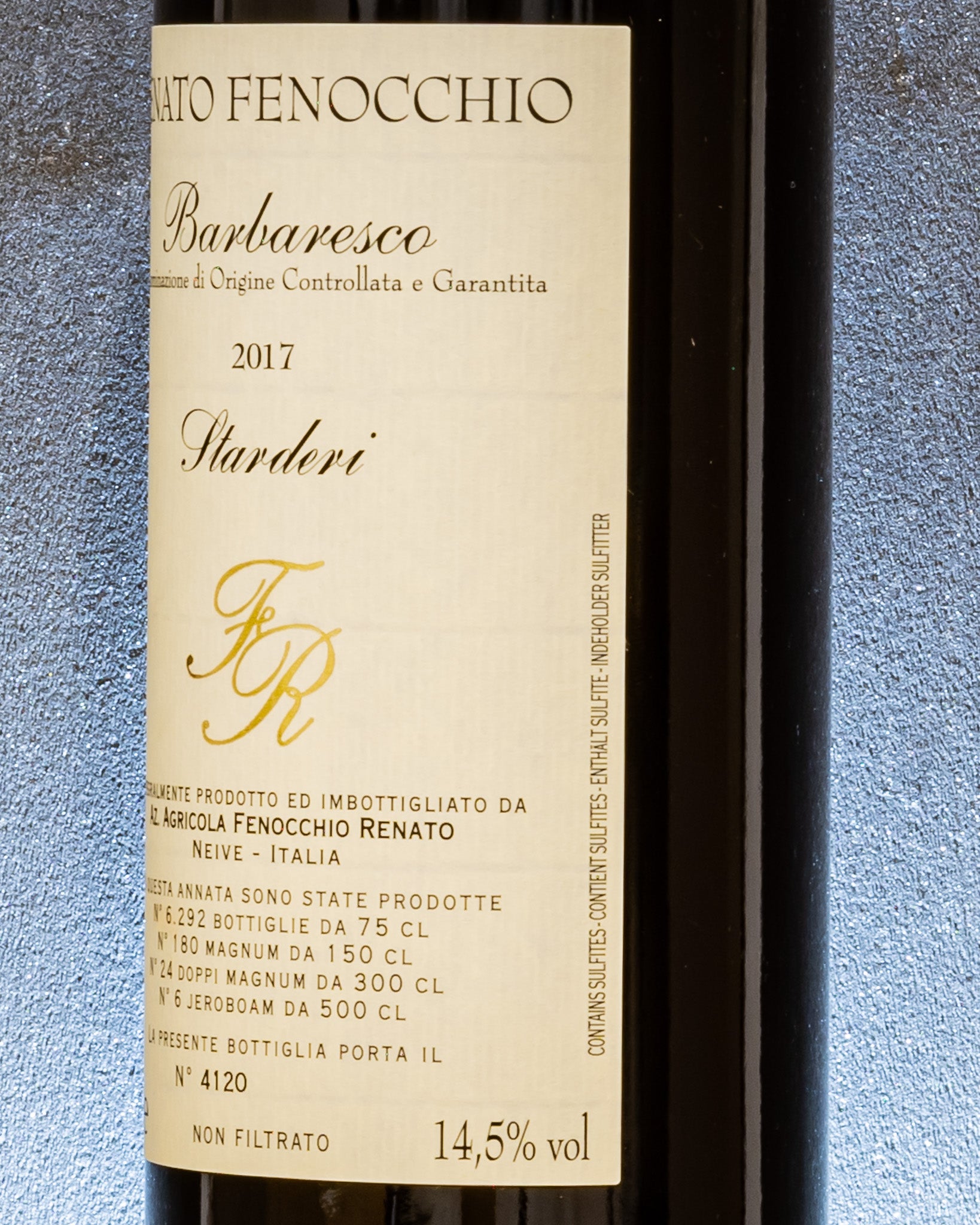 Renato Fenocchio Barbaresco 2017 Starderi Nebbiolo Langhe Piemonte Vino Rosso Italia Retro Etichetta