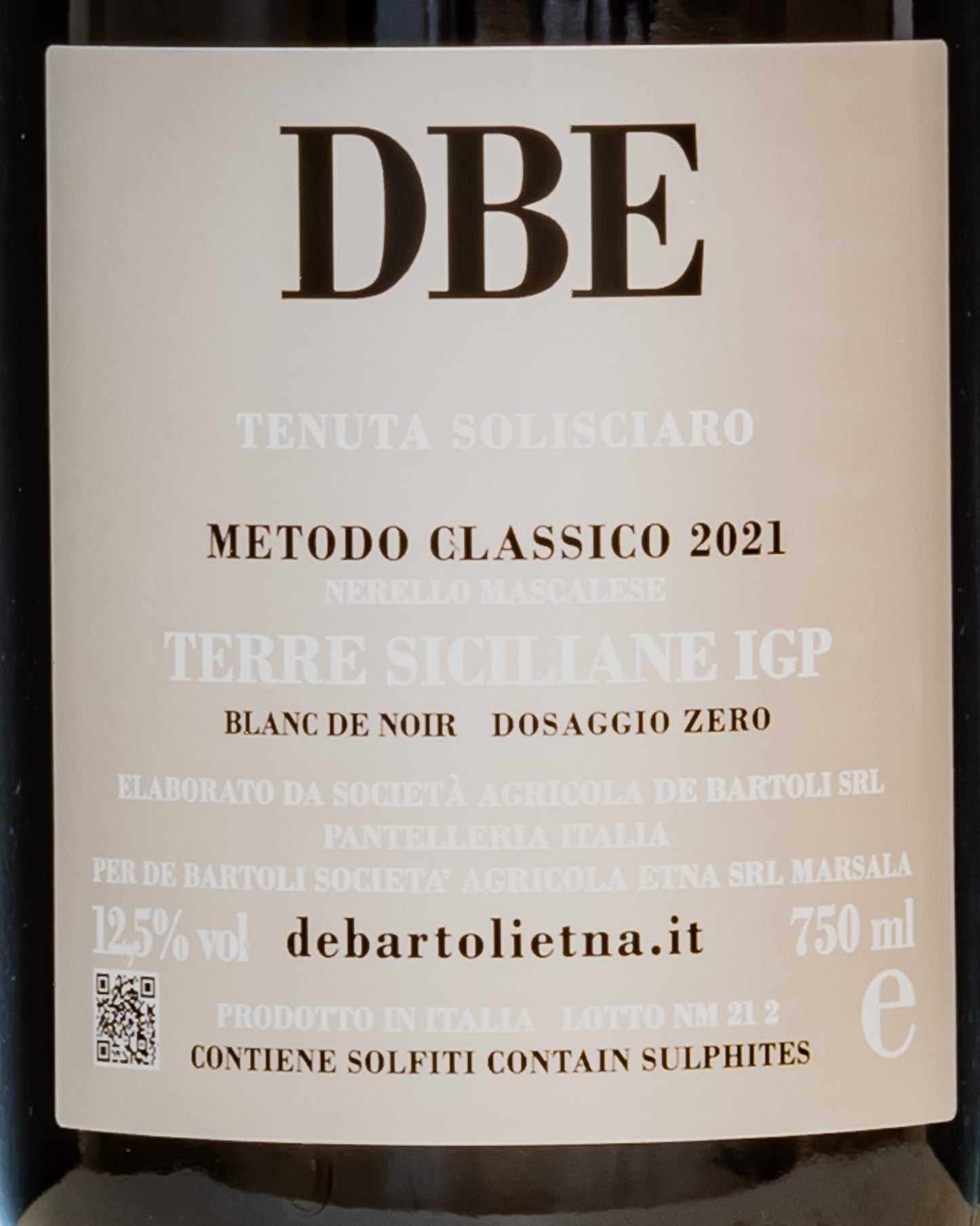Tenuta Solisciaro Marco De Bartoli Dosaggio Zero Blanc Noirs 2021 Nerello Mascalese Vino Metodo Classico Etna Sicilia Italia DBE Retro Etichetta