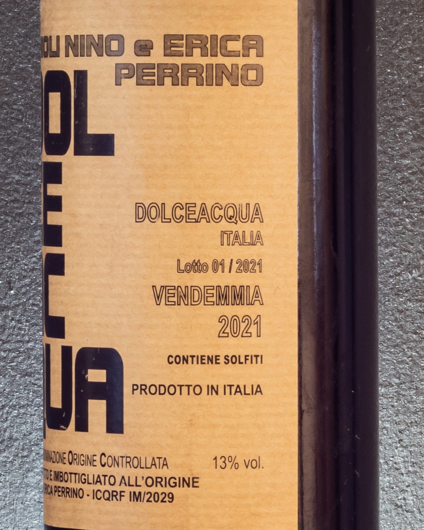 Testalonga Rossese Dolceacqua 2021 Vino Rosso Liguria Italia Retro Etichetta
