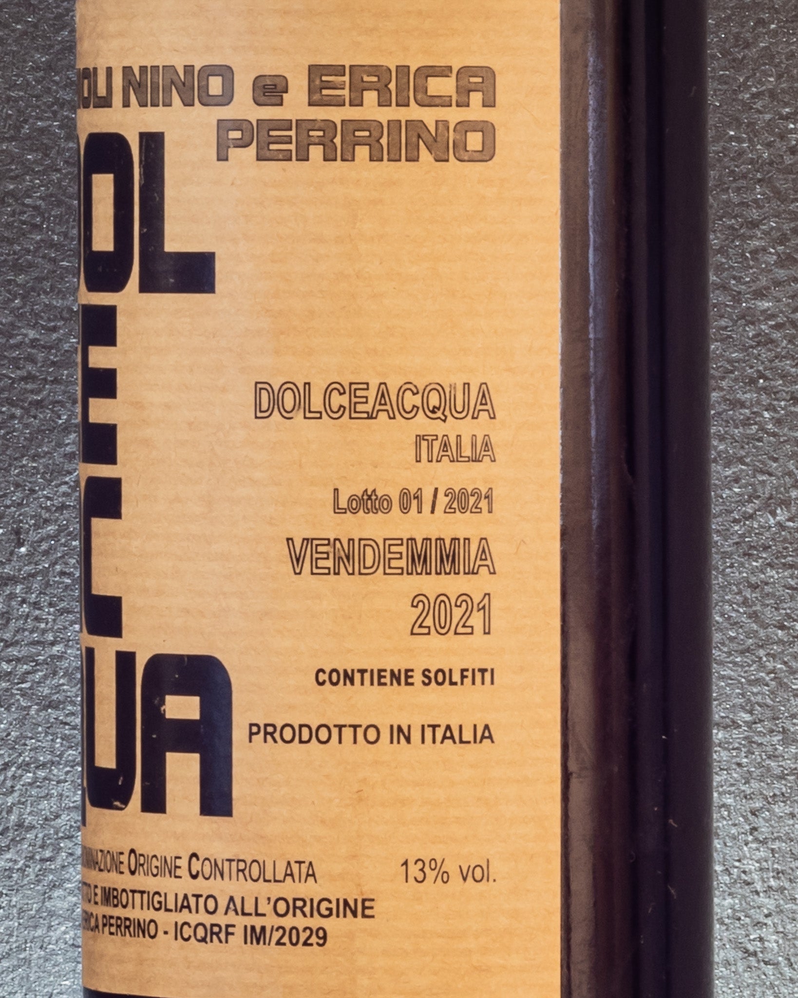 Testalonga Rossese Dolceacqua 2021 Vino Rosso Liguria Italia Retro Etichetta