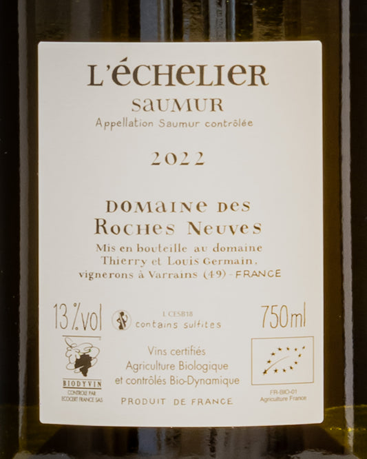 Thierry Germain Domaine Roches Neves Saumur Echelier 2022 Chenin Blanc Vino Bianco Loira Francia Retro Etichetta