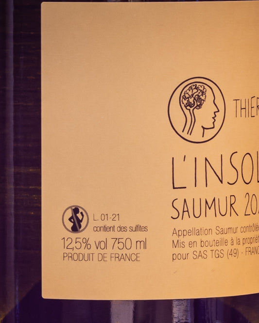 Thierry Germain Domaine des Roches Neuves Insolite 2021 Chenin Blanc Saumur Loira Vino Bianco Francia Retro Etichetta