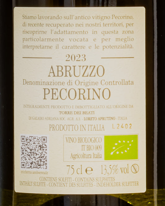 Torre dei Beati Pecorino Abruzzo Giocheremo Con Fiori 2023 Vino Bianco Italia Retro Etichetta