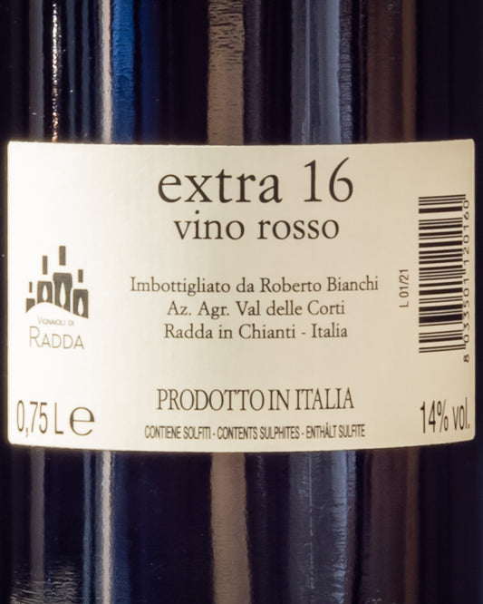 Valdellecorti Val delle Corti Extra 16 2016 Sangiovese Toscana Radda Chianti Vino Rosso Italia Retro Etichetta