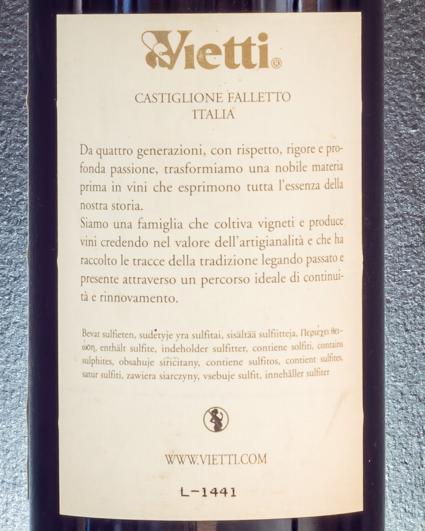 Vietti Barolo Lazzarito 2011 Nebbiolo Langhe Piemonte Italia Vino Rosso Retro Etichetta