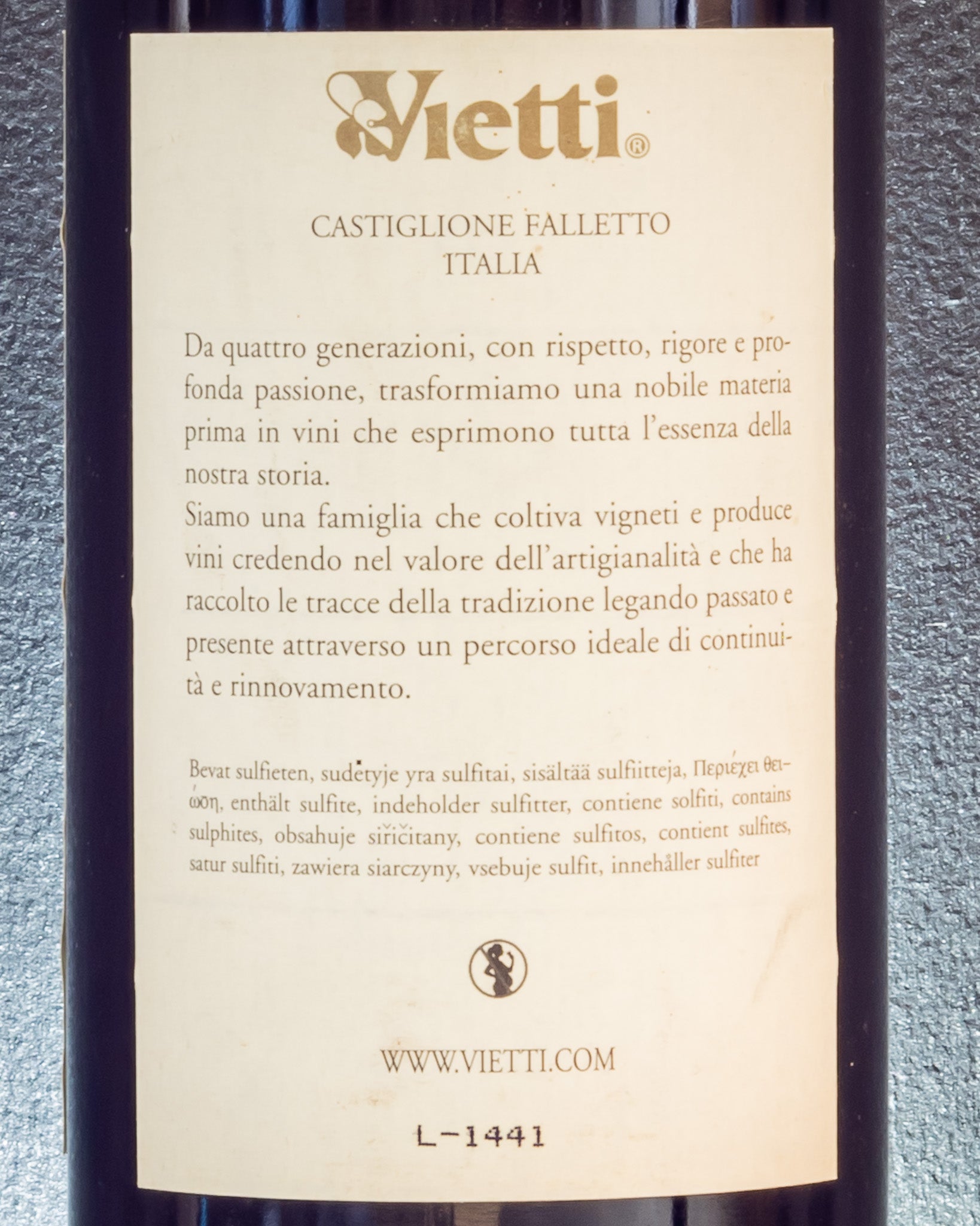 Vietti Barolo Lazzarito 2011 Nebbiolo Langhe Piemonte Italia Vino Rosso Retro Etichetta