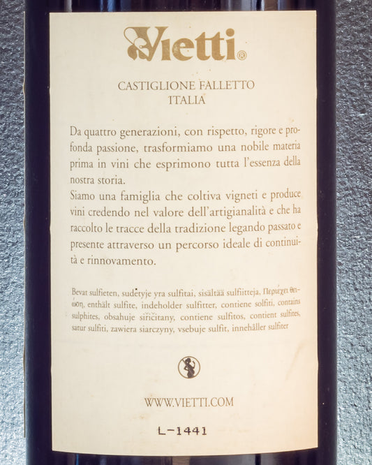 Vietti Barolo Lazzarito 2011 Nebbiolo Langhe Piemonte Italia Vino Rosso Retro Etichetta