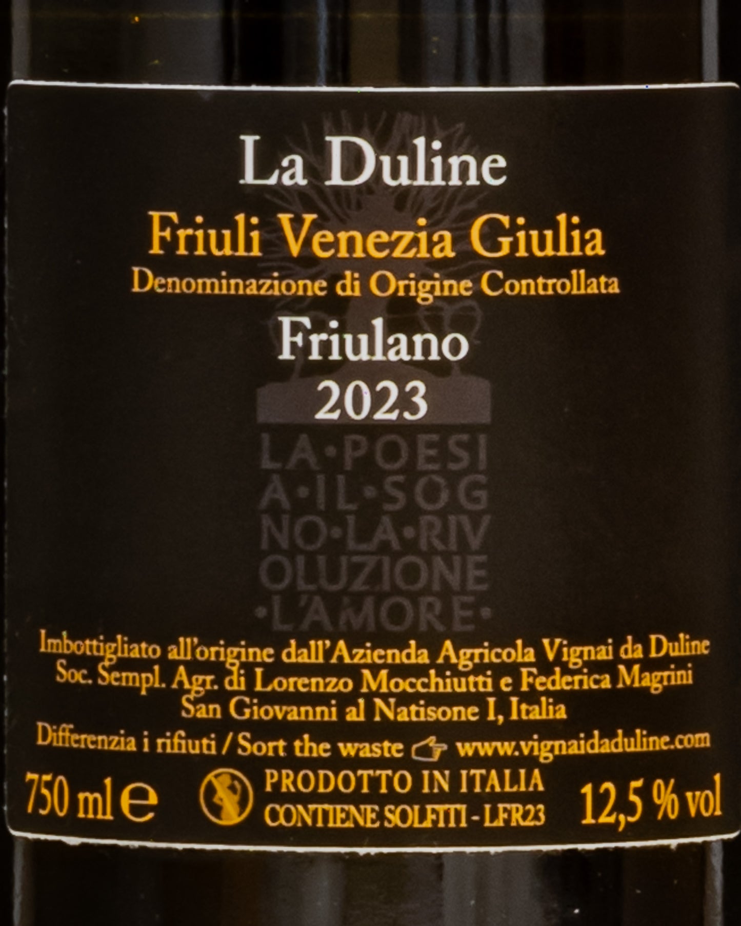 Vignai Duline Friulano Verde Giallo 2023 Friuli Venezia Giulia Vino Bianco Italia Retro Etichette