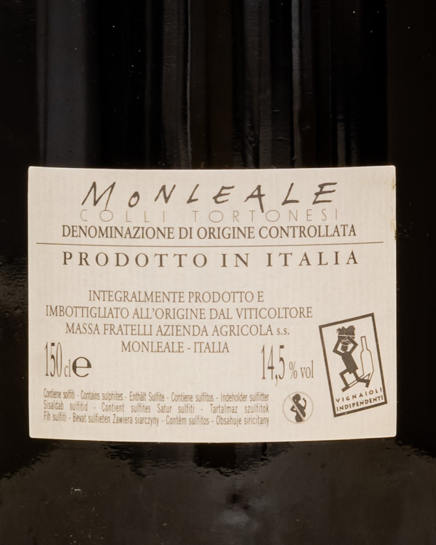 Vigneti Walter Massa Monleale 2013 Magnum Barbera Colli Tortonesi Derthona Piemonte Italia Vino Rosso Retro Etichetta