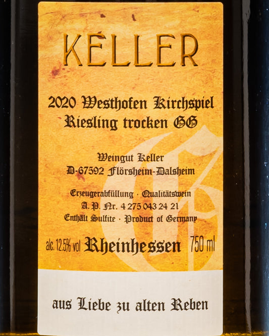 Weingut Keller Riesling Trocken Kirchspiel 2020 Rheinhessen Assia Renana Vino Bianco Germania Retro Etichetta