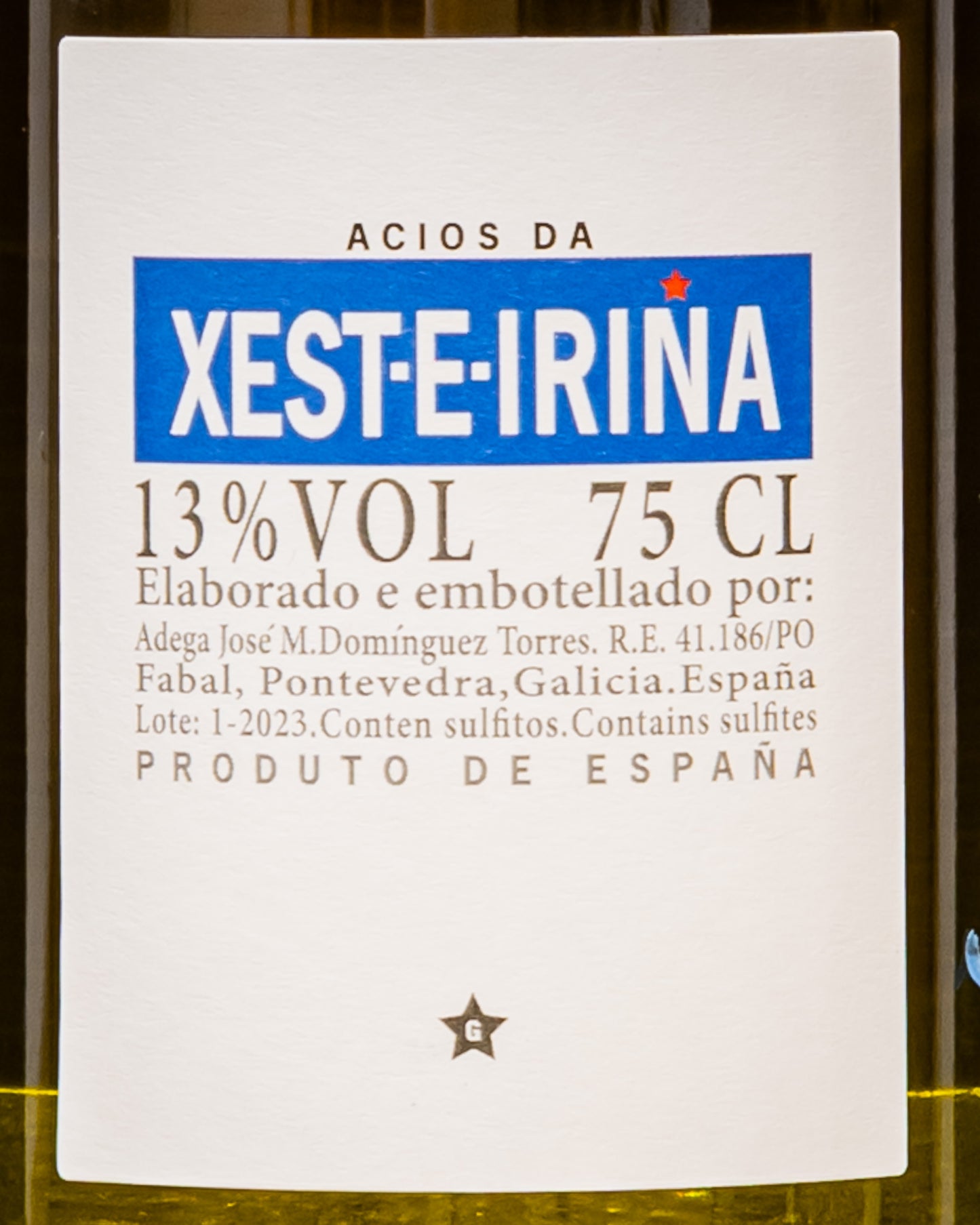 Xesteirina Albarino Rias Baixas 2023 Galizia Vino Bianco Spagna Retro Etichetta