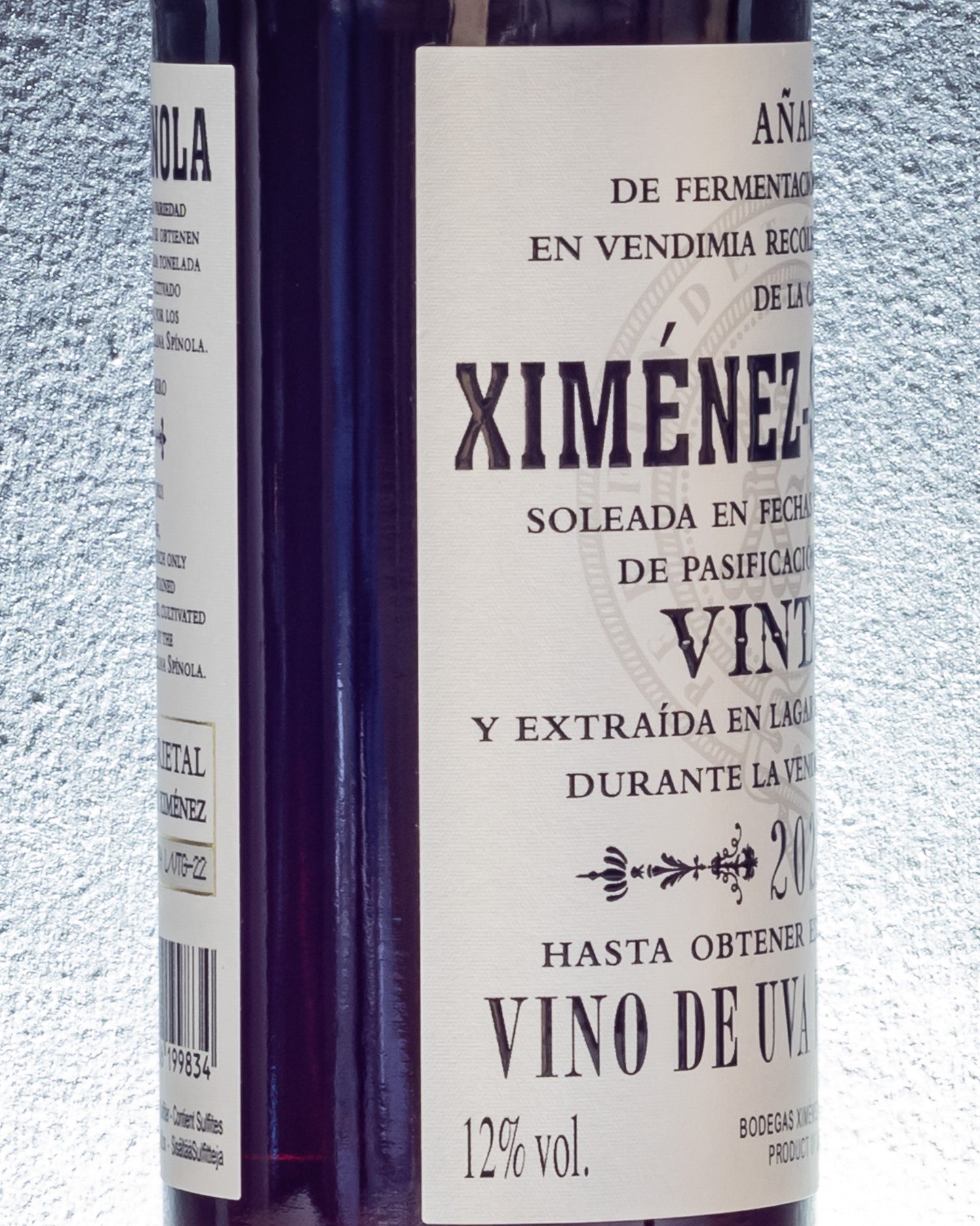 Ximenex Spinola Vintage 2021 Pedro Uva Pasificada Passito Andalusia Vino Dolce Spagna Retro Etichetta 1