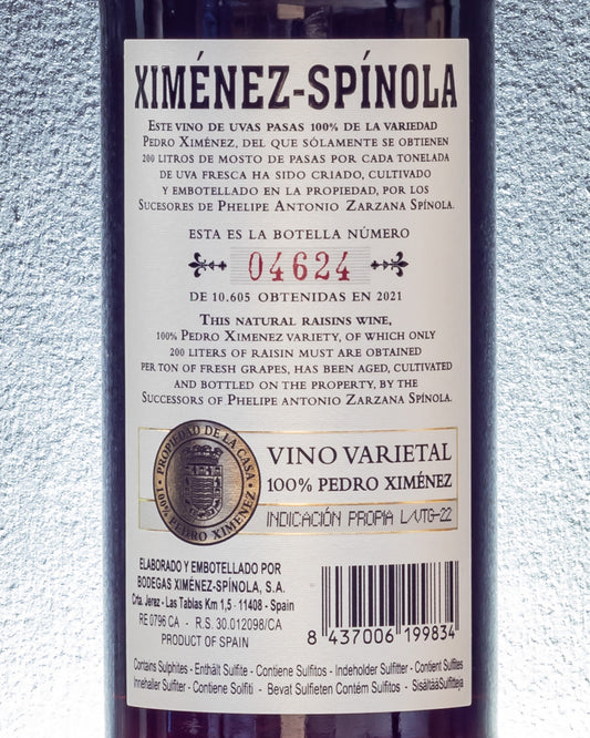 Ximenex Spinola Vintage 2021 Pedro Uva Pasificada Passito Andalusia Vino Dolce Spagna Retro Etichetta 2