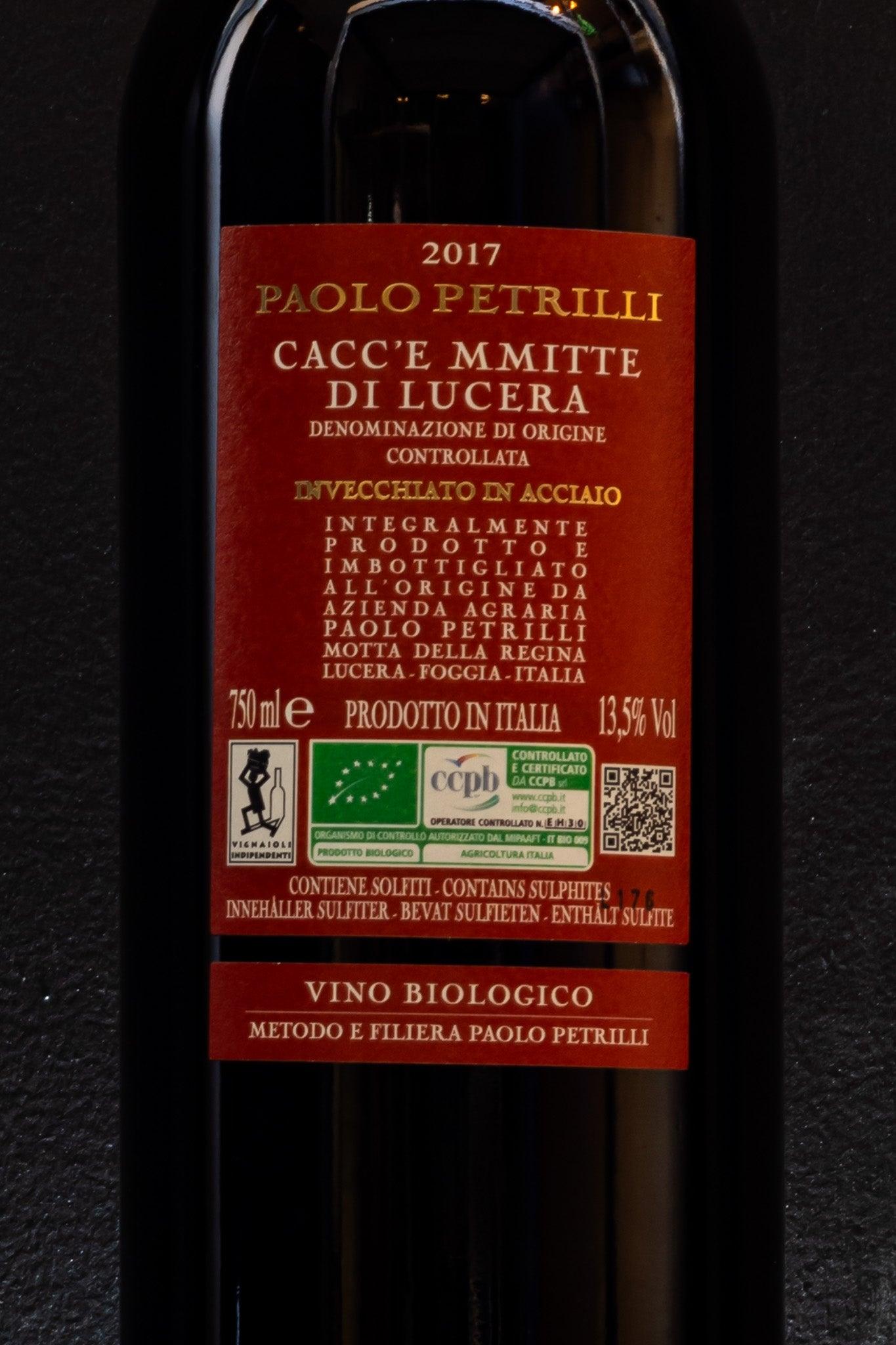 agramante cacce mitte di lucera paolo pretrilli puglia italia vino rosso retro etichetta