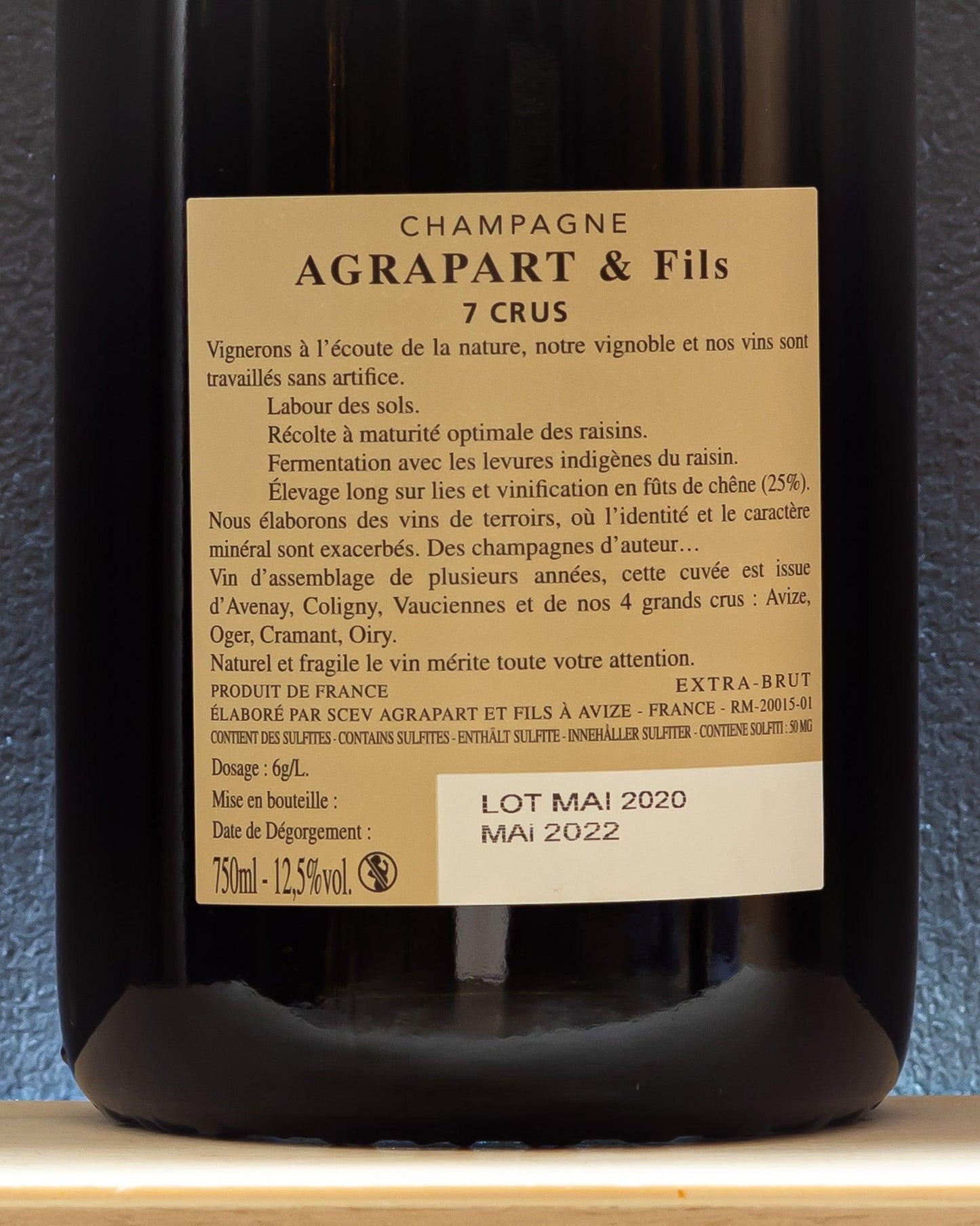 agrapart e fils 7 crus extra brut bouzy champagne francia chardonnay pinot nero retro etichetta