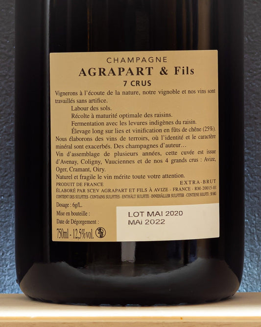 agrapart e fils 7 crus extra brut bouzy champagne francia chardonnay pinot nero retro etichetta