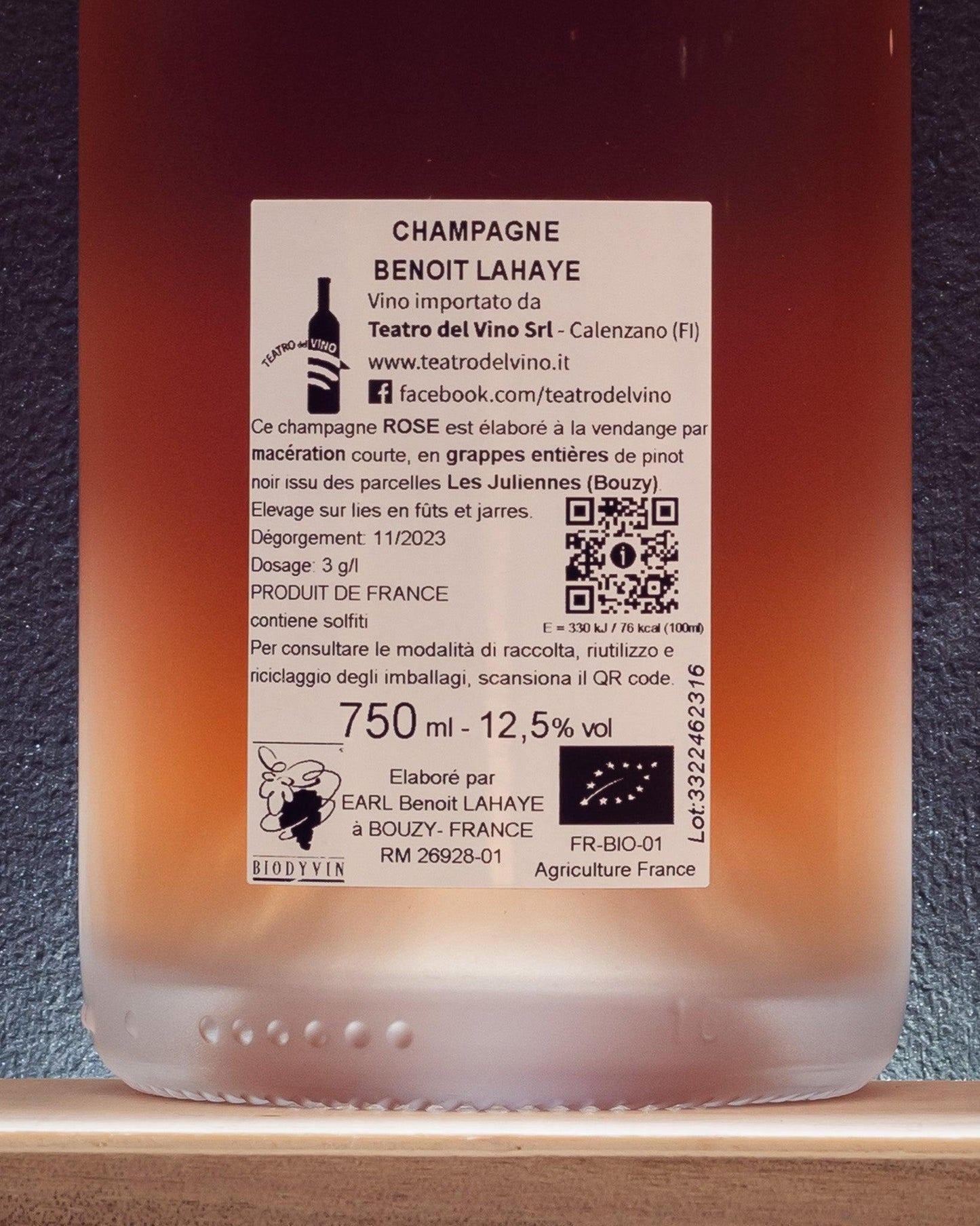 benoit lahaye rose de maceration champagne pinot nero bouzy extra brut retro etichetta