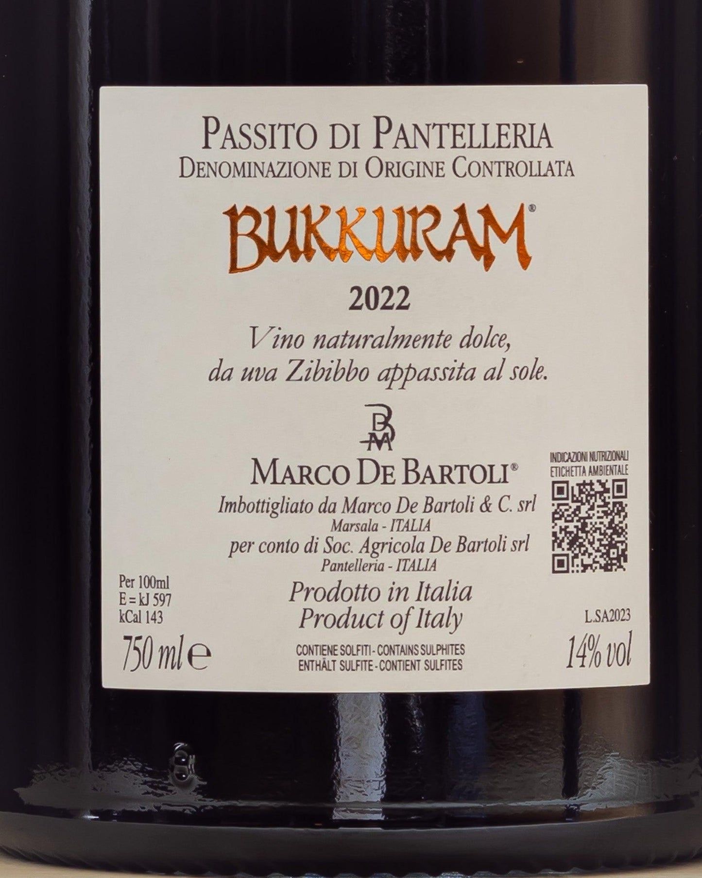 bukkuram sole d'agosto passito di pantelleria marco de bartoli zibibbo sicilia italia retro etichetta