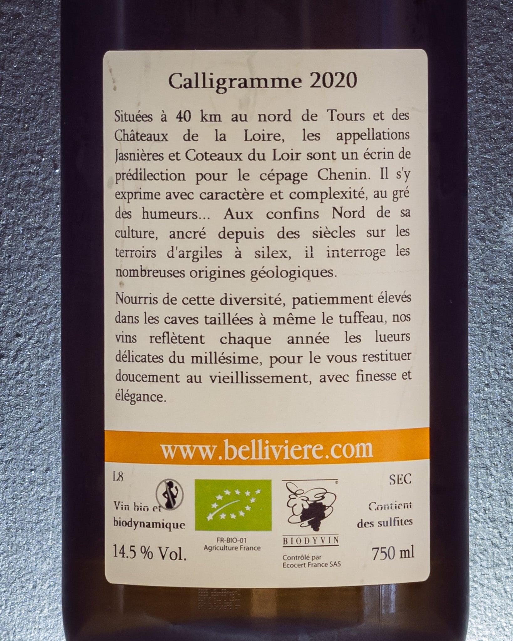 calligramme jasnieres chenin domaine de belliviere loira