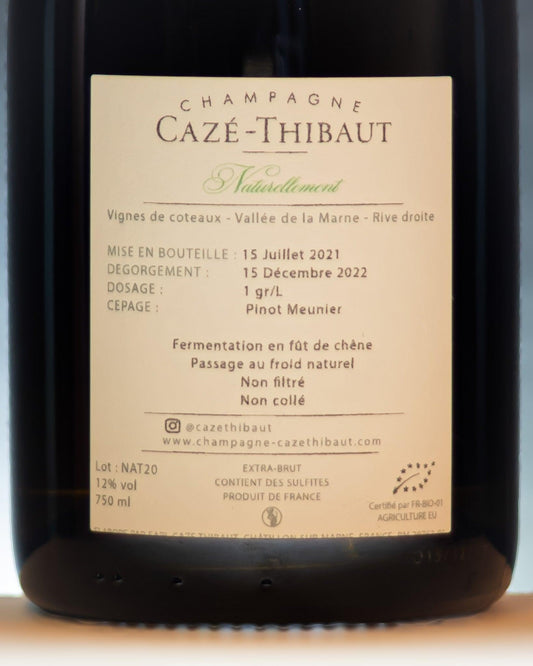 caze thibaut naturellement champagne pinot meunier extra brut retro etichetta