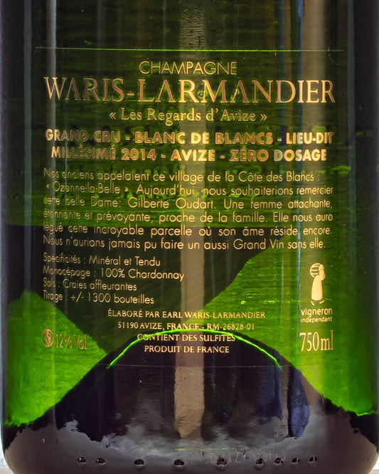 champagne brut nature grand cru millesime 2014 les regards d'avize retro etichetta