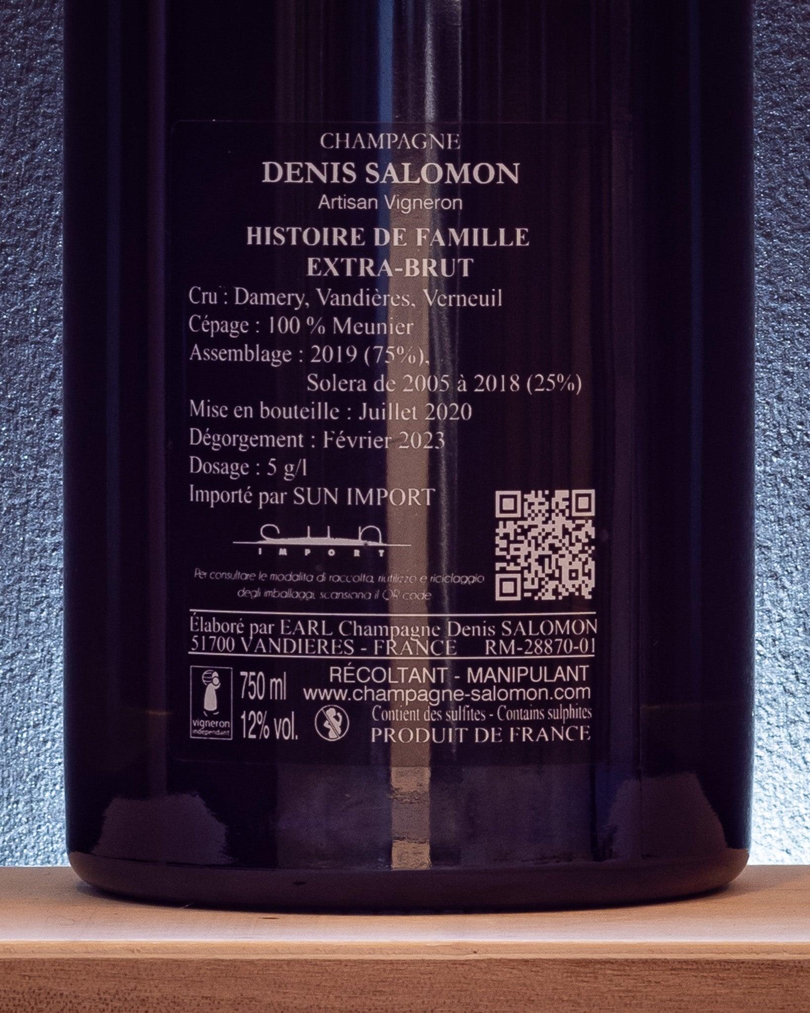 champagne histoire de famille denis salomon pinot meunier extra brut retro etichetta