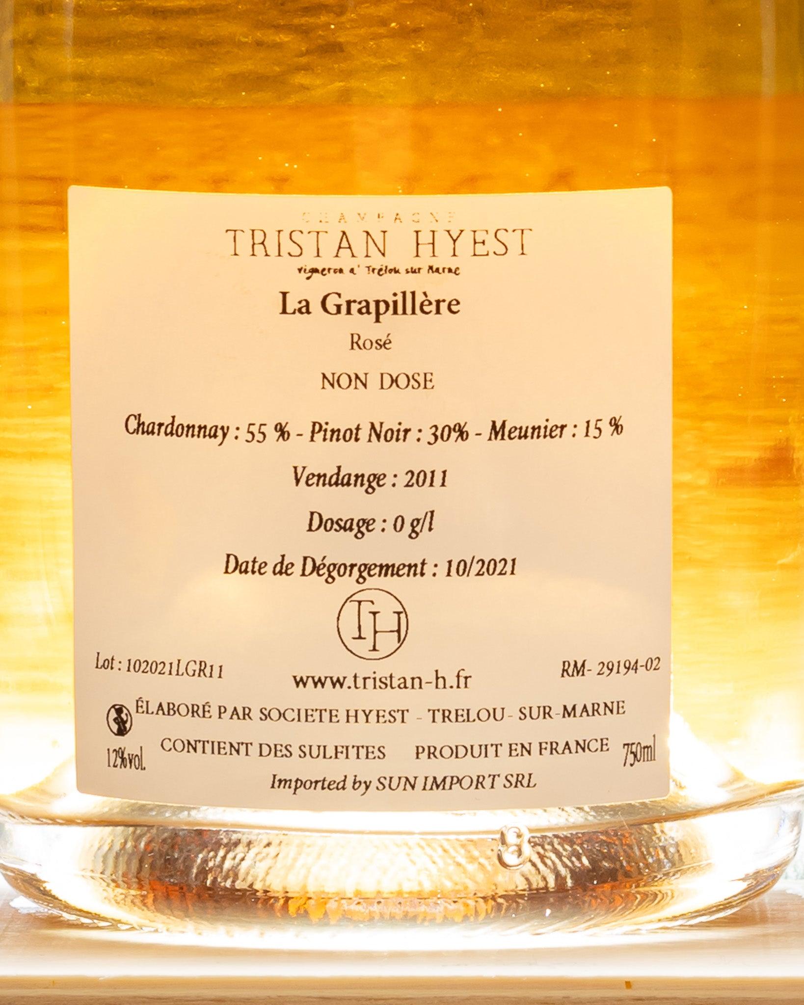 champagne la grapillere tristan hyest rose chardonnay pinot noir meunier non dose retro etichetta