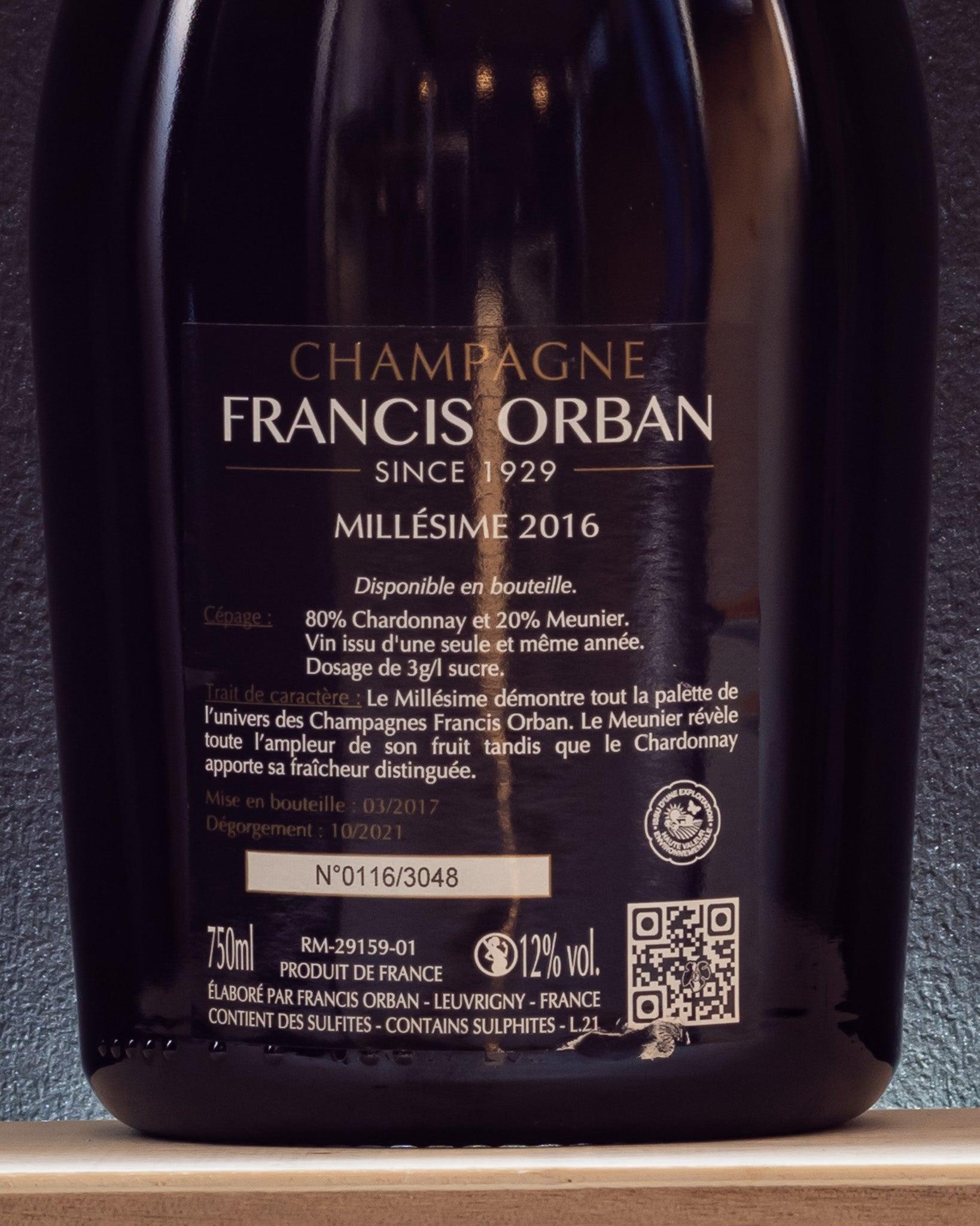 champagne millesime francis orban chardonnay pinot meunier brut retro etichetta