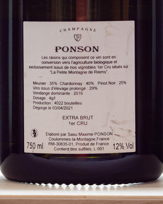 champagne ponson le petiti montagne premier cru extra brut pinot meunier chardonnay pinot nero retro etichetta