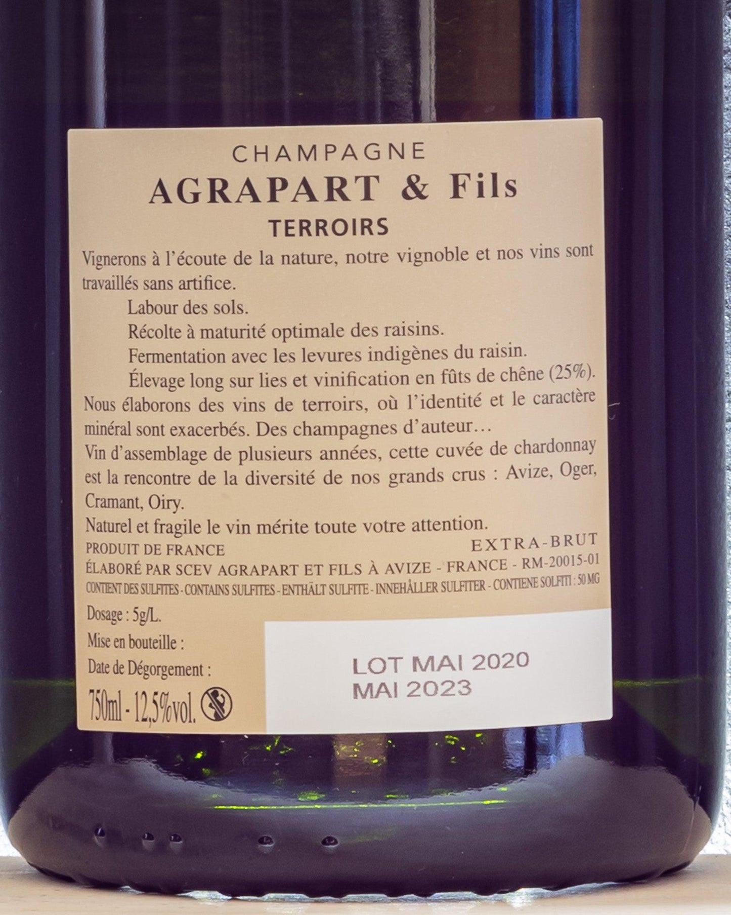 champagne terroirs pascal agrapart extra brut chardonnay retro etichetta