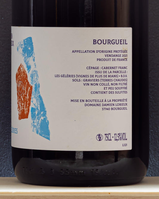 damien lorieux cabernet franc bourgueil les geleries loira francia lato etichetta
