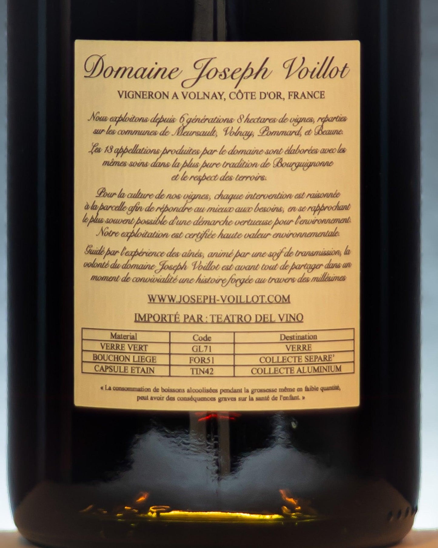 domaine joseph voillot borgogna pinot nero francia vino rosso retro etichetta