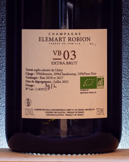 elemart robion vb03 champagne extra brut pinot meunier chardonnay pino nero retro etichetta