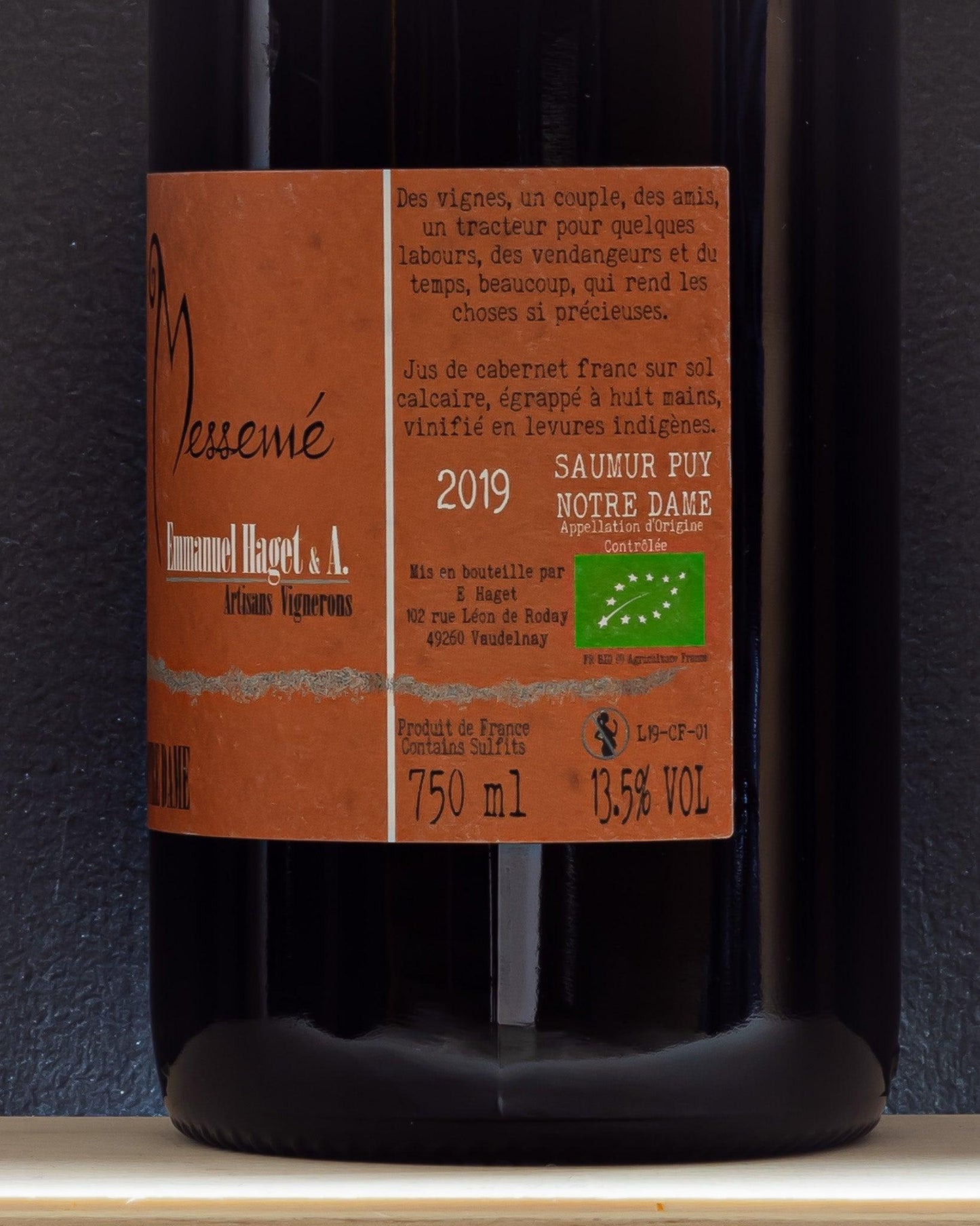 emmanuel haget clos messeme saumur puy notre dame loira cabernet franc lato etichette