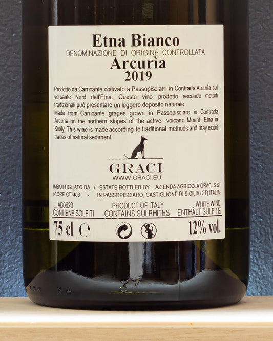 etna bianco arcuria graci sicilia italia carricante retro etichetta