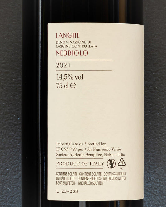 francesco versio nebbiolo langhe piemonte italia vino rosso retro etichetta