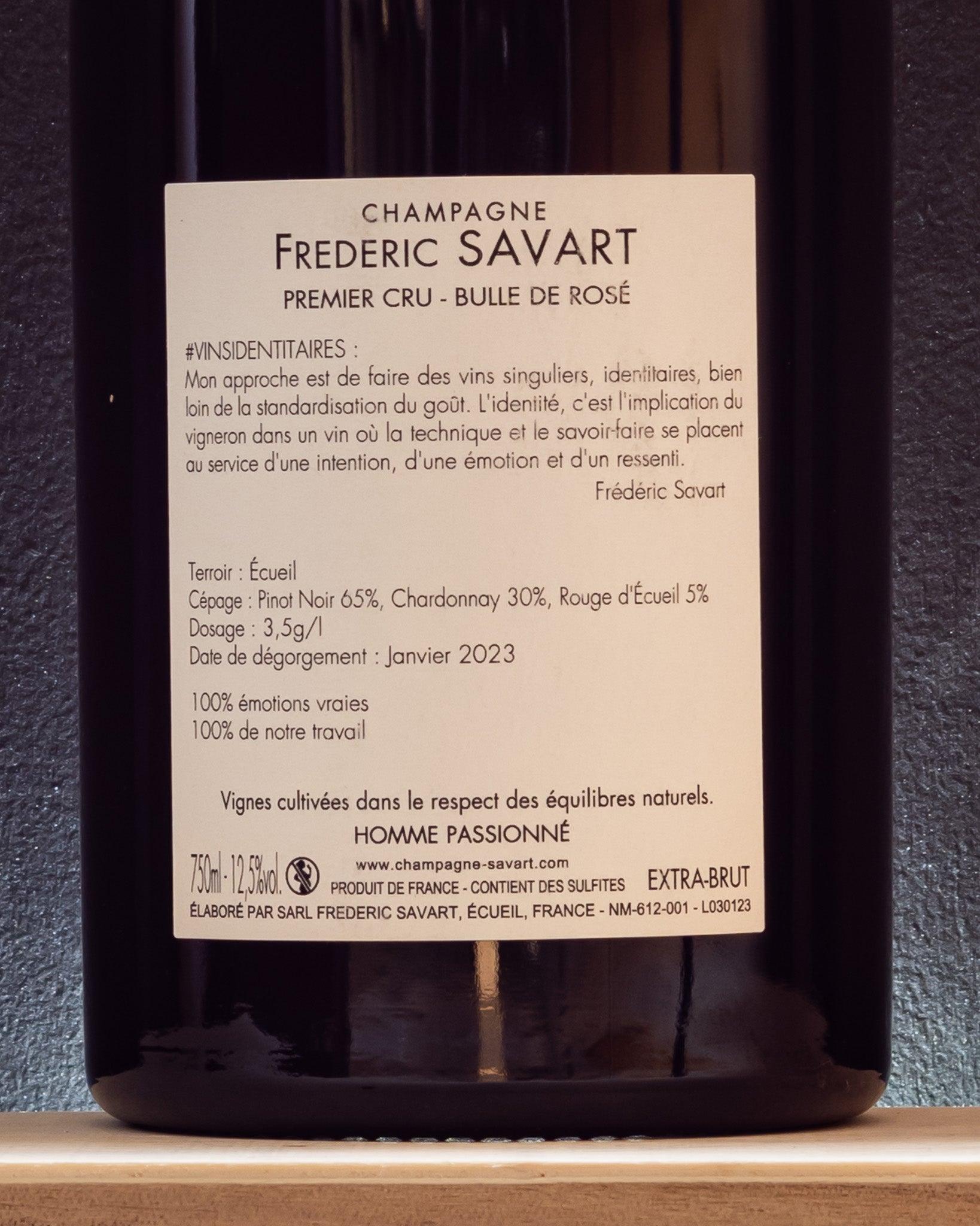 frederic savart bulle rose premier cru extra brut vielles vignes extra brut pinot nero chardonnay rouge d'ecueil francia retro etichetta