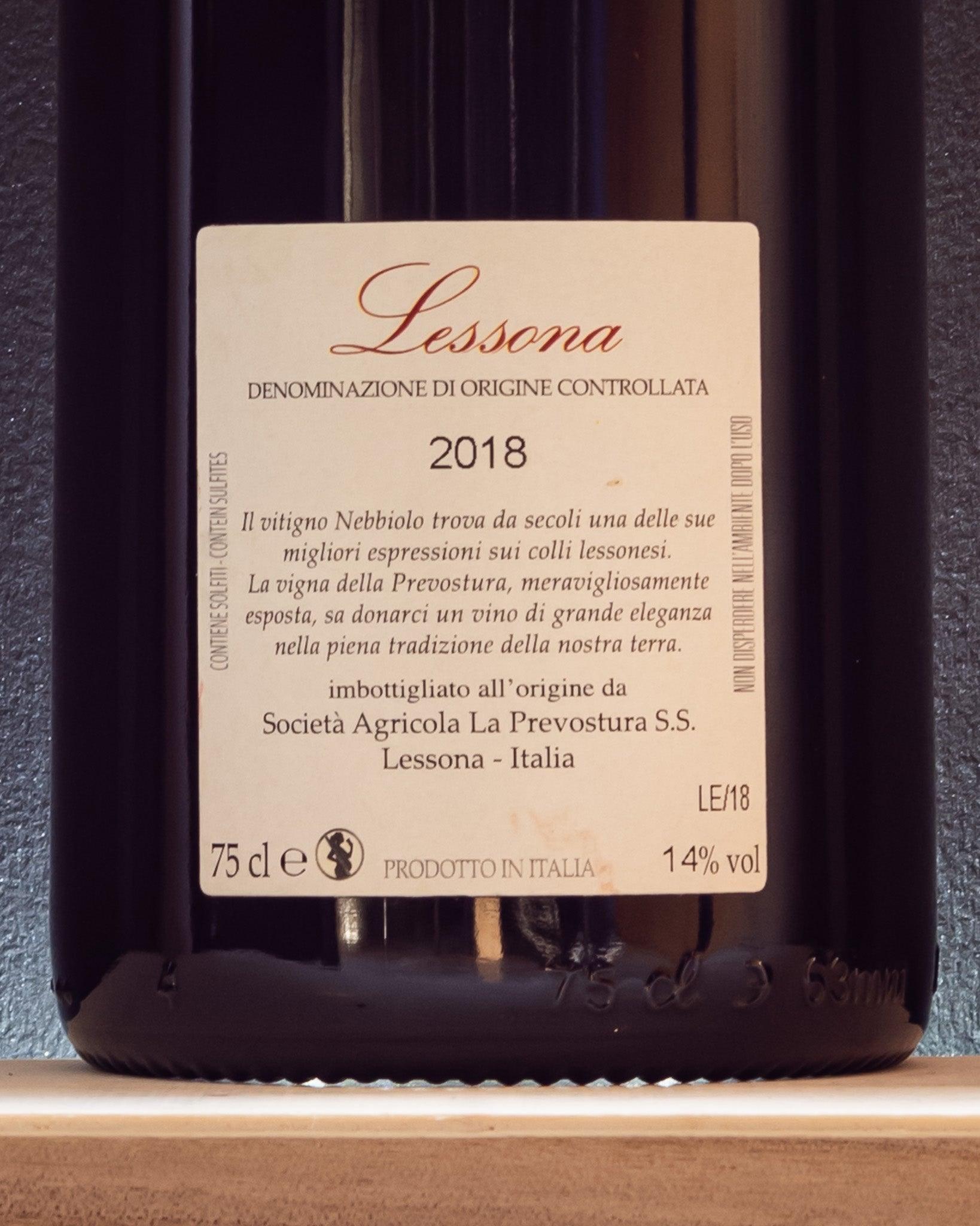 la prevostura lessona piemonte italia nebbiolo vino rosso retro etichetta