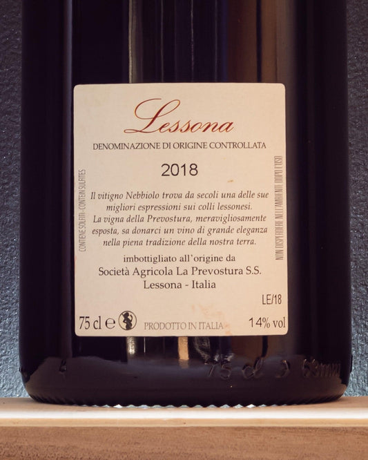 la prevostura lessona piemonte italia nebbiolo vino rosso retro etichetta