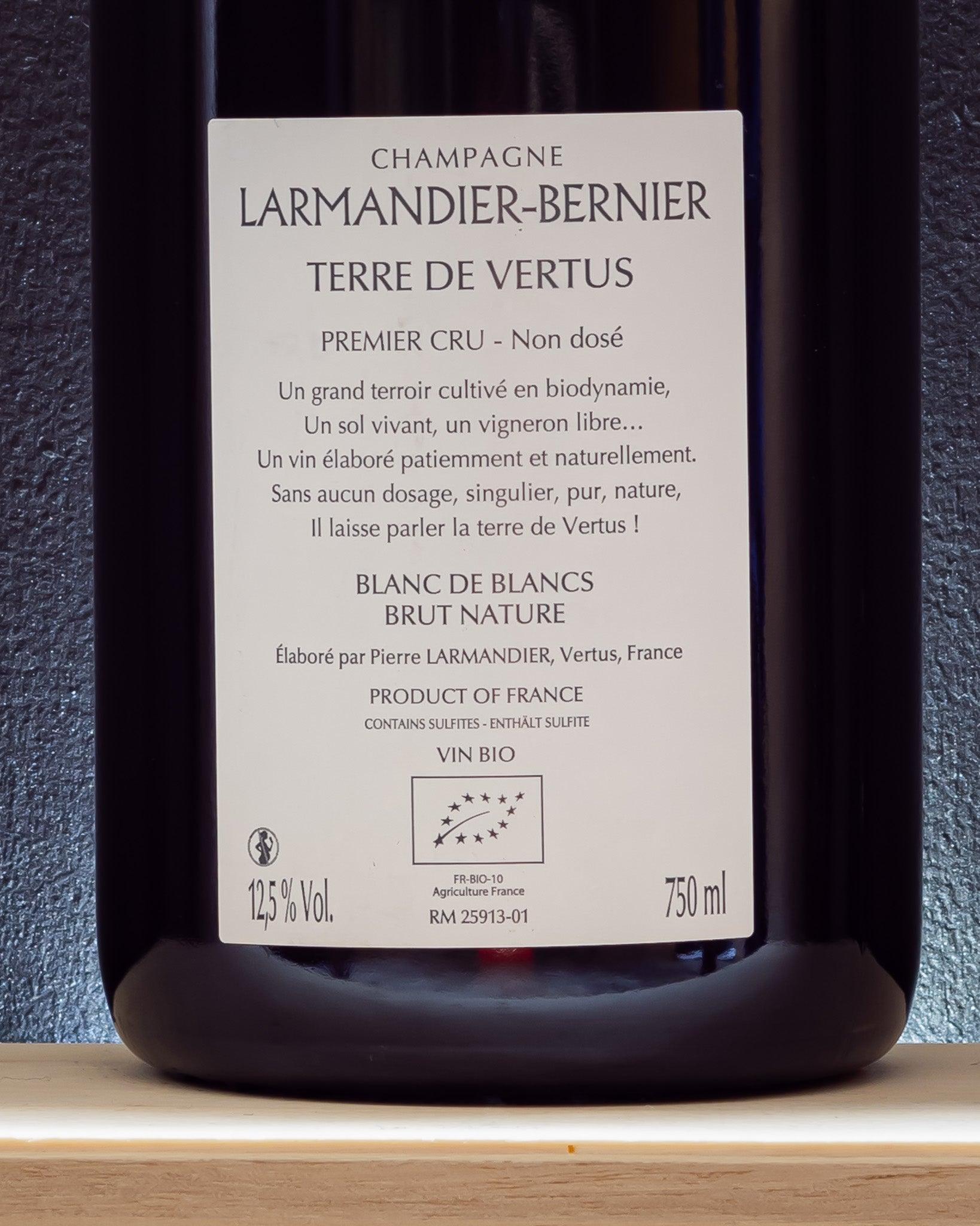 larmandier bernier chardonnay terre de vertus premier cru brut nature retro etichetta